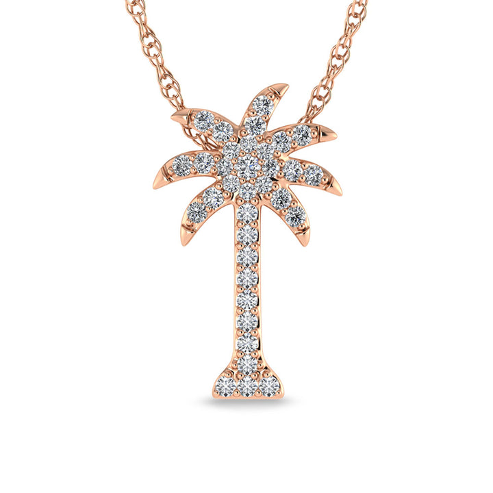 14K Rose Gold Diamond 1/5 Ct.Tw. Palm Tree Pendant