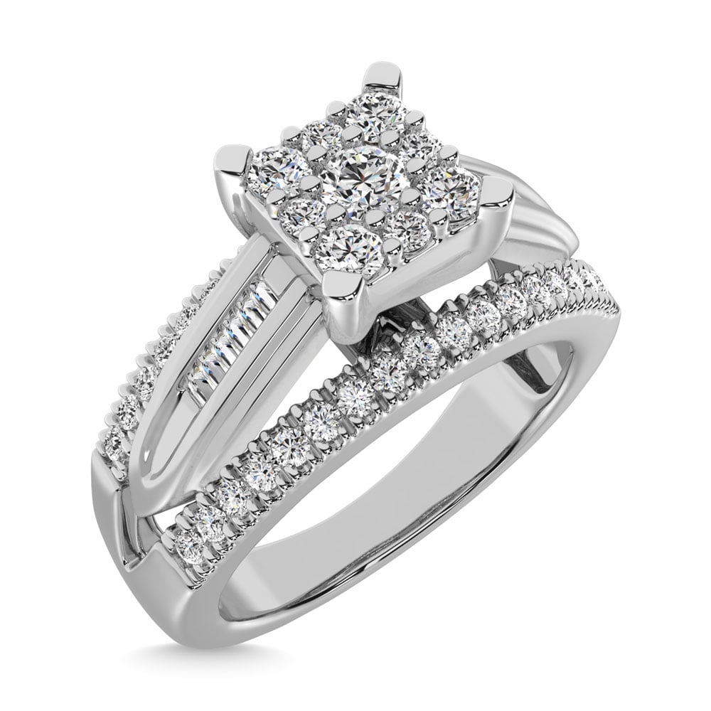 10K White Gold 1 Ct.Tw. Diamond Engagement Invisible Ring