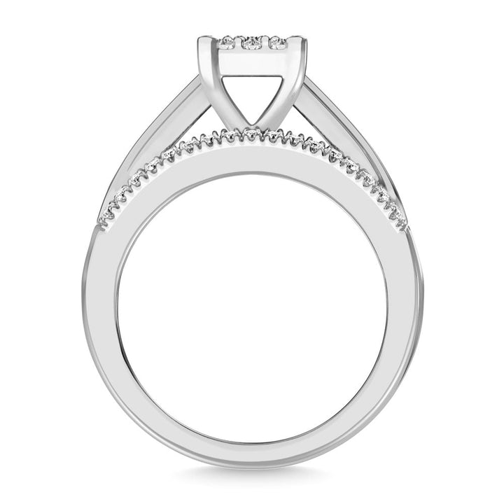10K White Gold 1 Ct.Tw. Diamond Engagement Invisible Ring