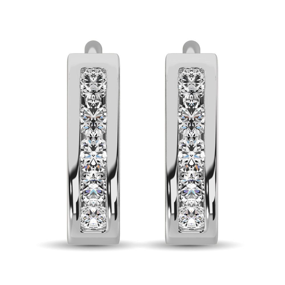 10K White Gold 1/5 Ct.tw Diamond Hoop Earrings