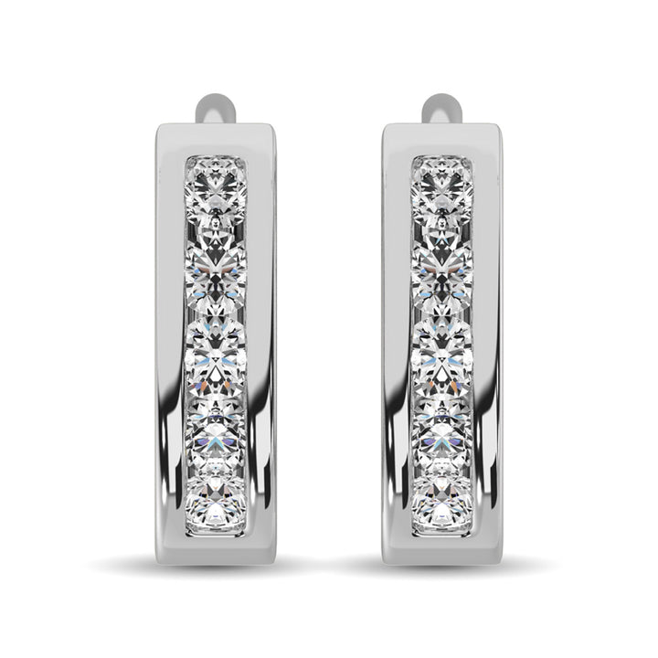 10K White Gold 1/5 Ct.tw Diamond Hoop Earrings