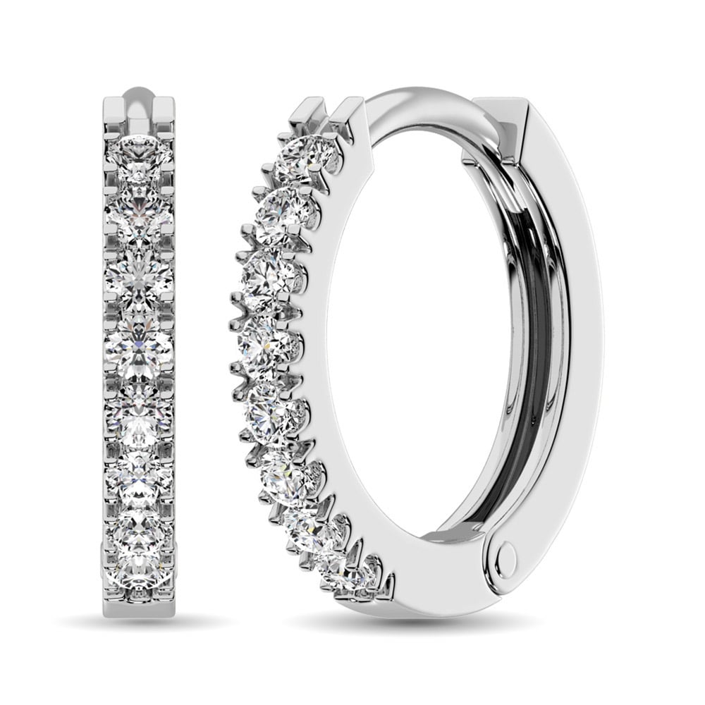 10K White Gold 1/2 Ct.tw Diamond Hoop Earrings