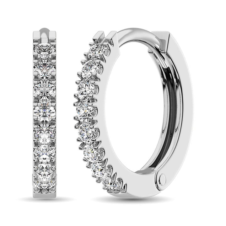 10K White Gold 1/2 Ct.tw Diamond Hoop Earrings