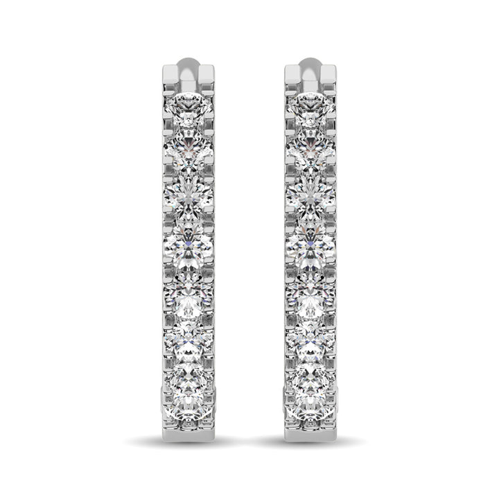 10K White Gold 1/2 Ct.tw Diamond Hoop Earrings