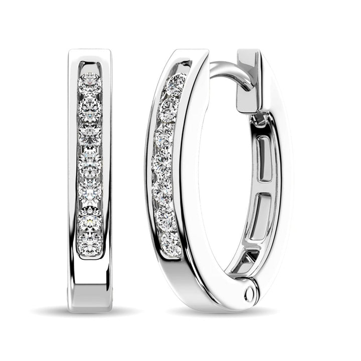 10K White Gold 1/6 Ct.Tw. Diamond Huggies Earrings