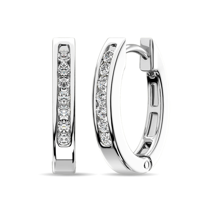 10K White Gold 1/6 Ct.Tw. Diamond Huggies Earrings