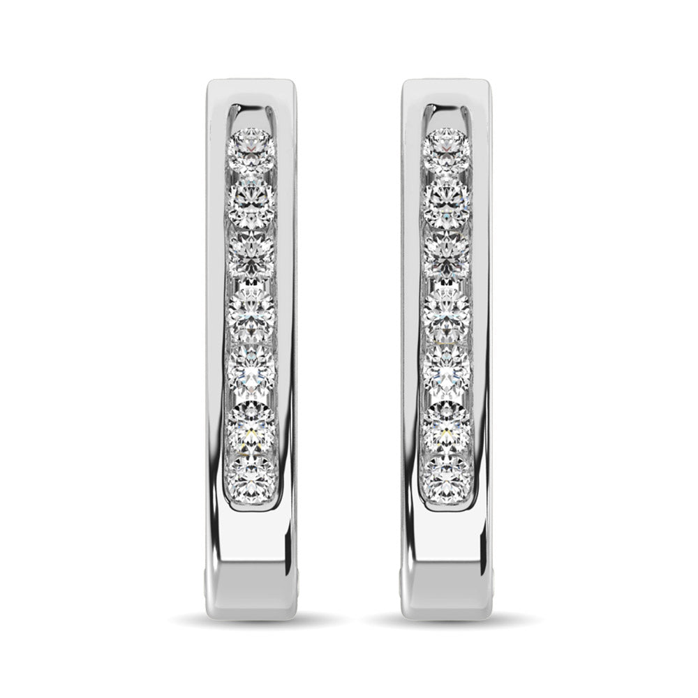 10K White Gold 1/6 Ct.Tw. Diamond Huggies Earrings