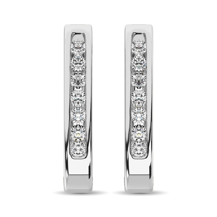 10K White Gold 1/6 Ct.Tw. Diamond Huggies Earrings