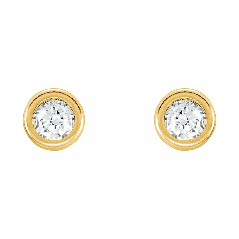 Round Bezel-Set Youth Stud Earrings