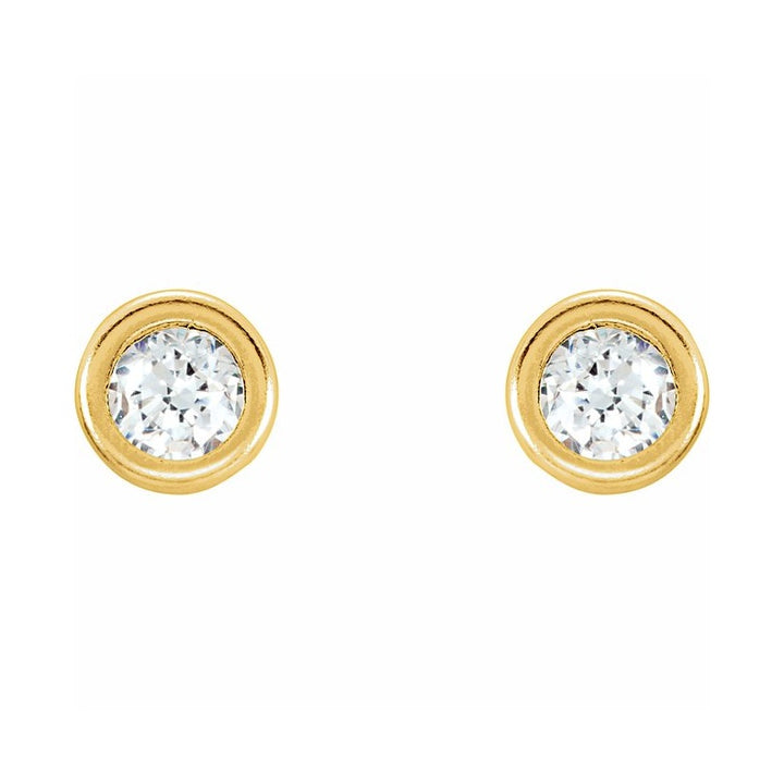 Round Bezel-Set Youth Stud Earrings