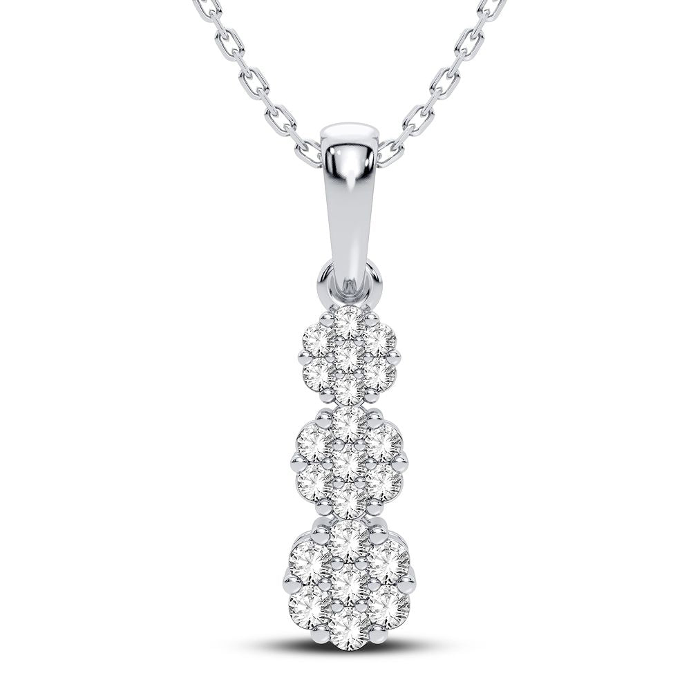 Luminous 14k White Gold Lab Diamond Flower Pendant
