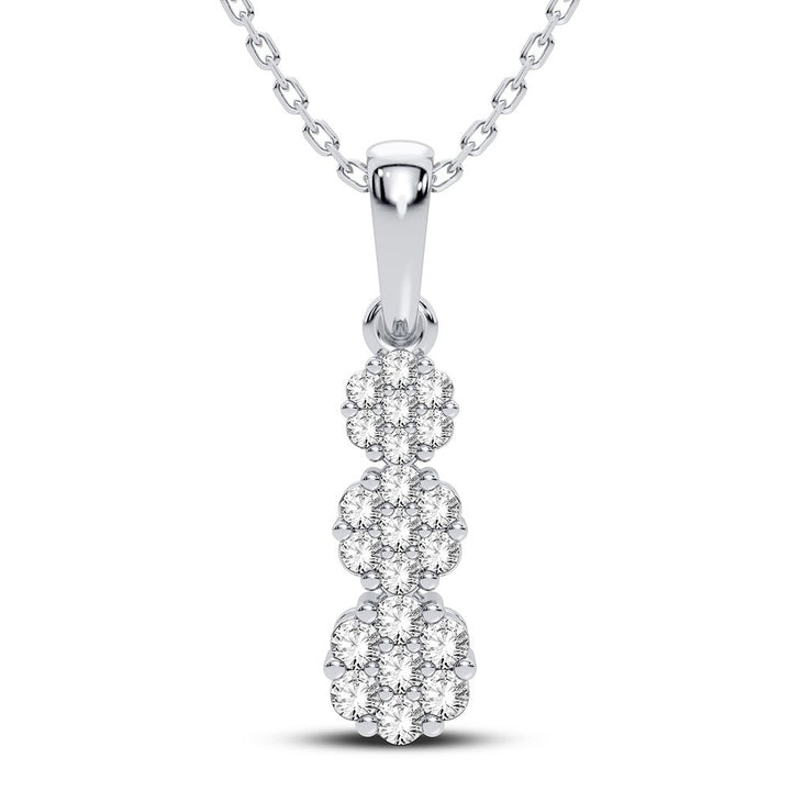 Luminous 14k White Gold Lab Diamond Flower Pendant