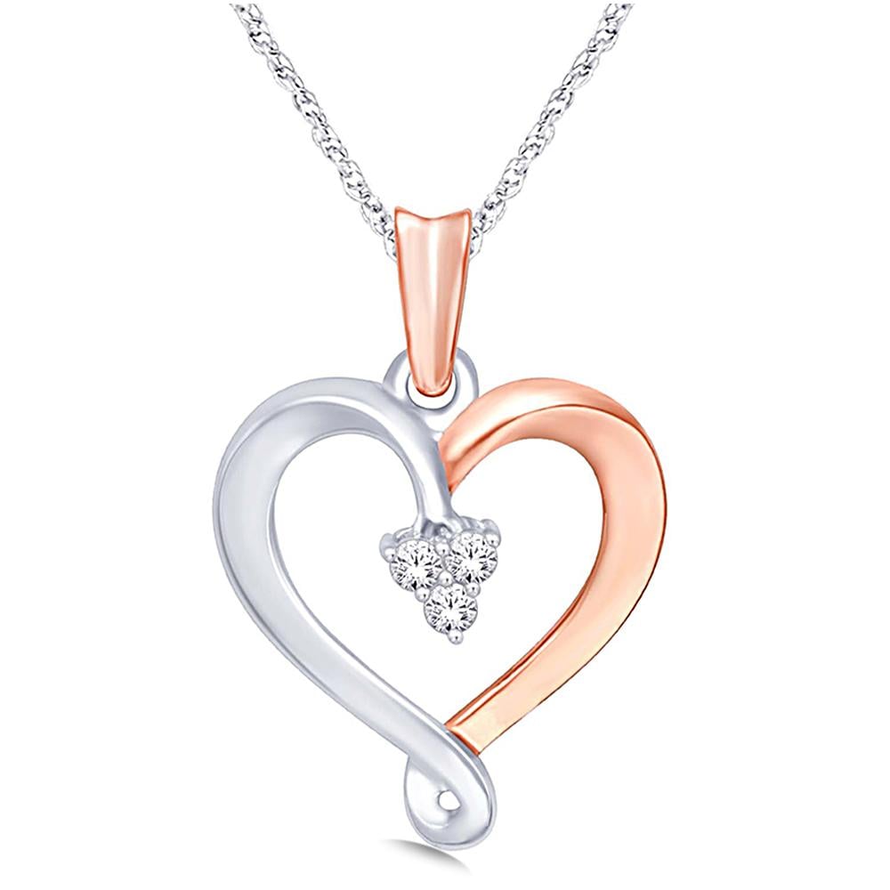 10K Two Tone Gold 1/20 Ct.Tw. Diamond Heart Pendant