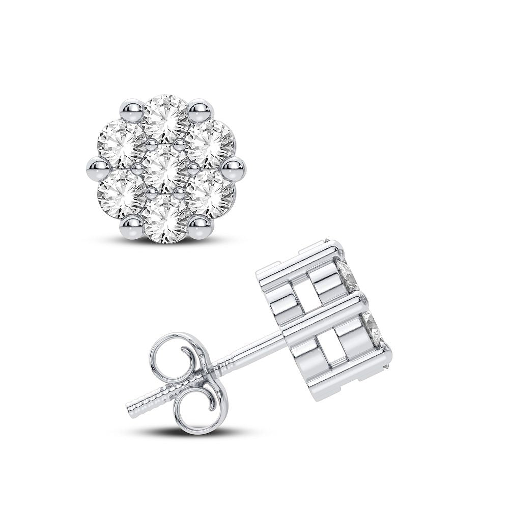Delicate 14k White Gold 0.32CT Lab Diamond Flower Earrings
