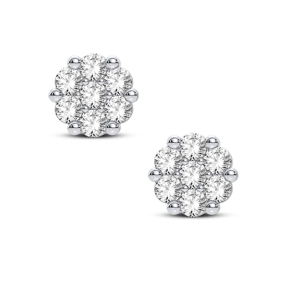 Delicate 14k White Gold 0.32CT Lab Diamond Flower Earrings