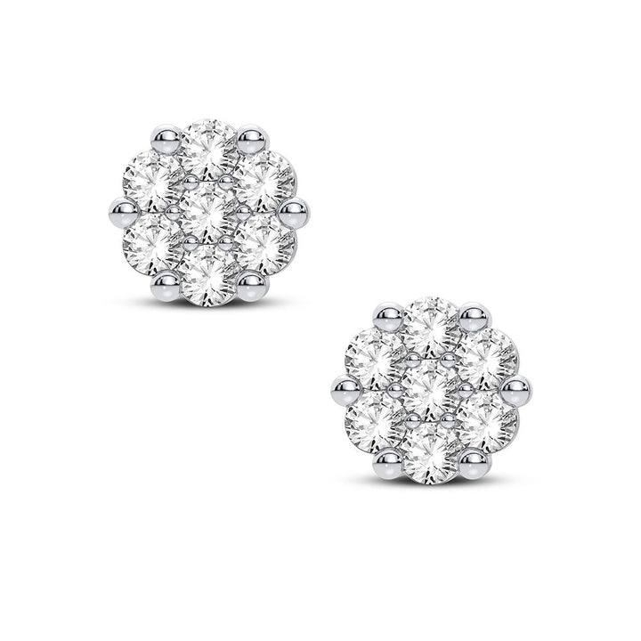 Delicate 14k White Gold 0.32CT Lab Diamond Flower Earrings