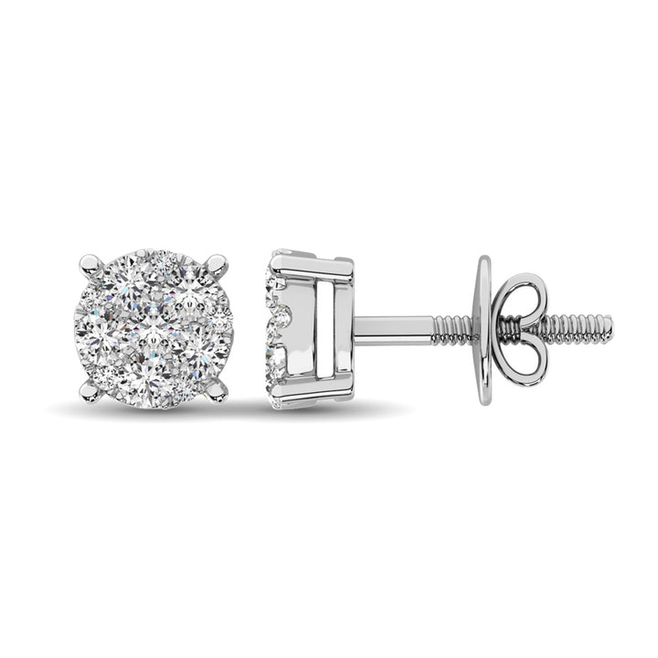 14K White Gold 2/5 Ct.Tw. Diamond Flower Stud Earrings