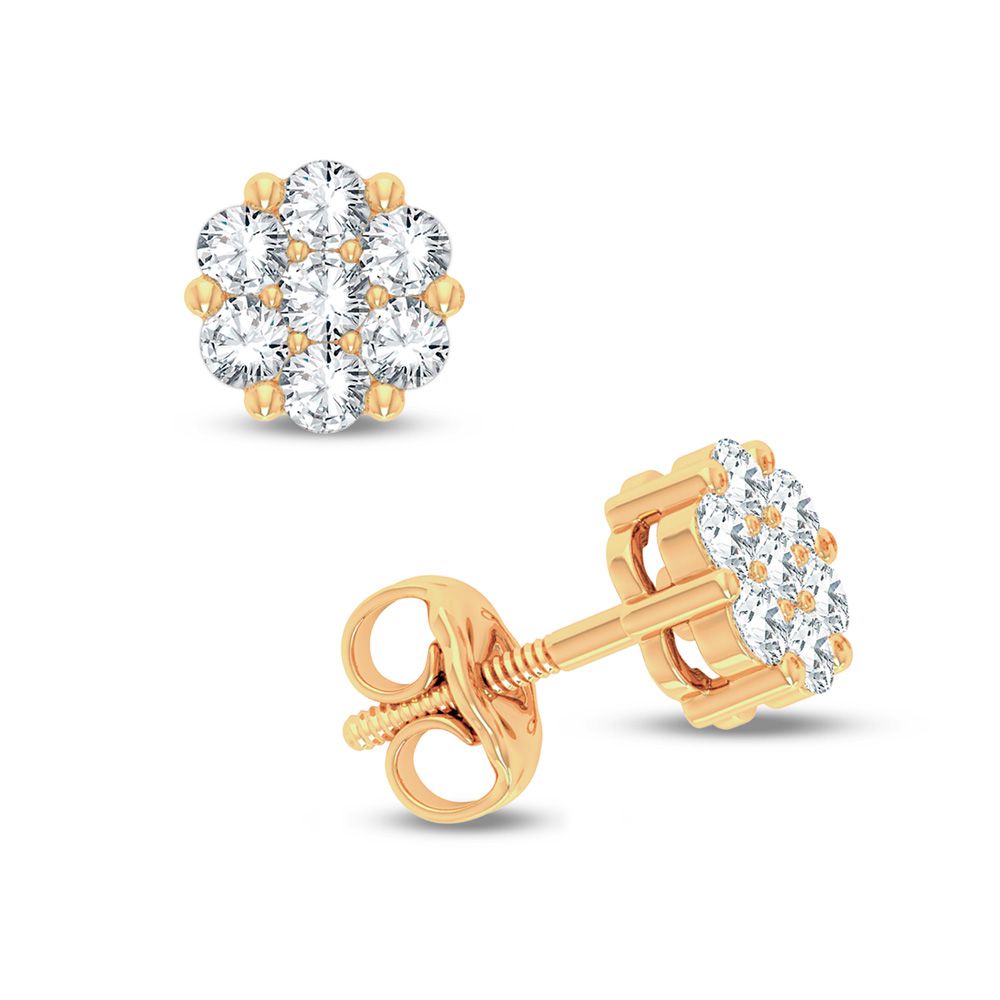 14k Yellow Gold Lab Diamond Flower Stud Earrings (0.50 CT)