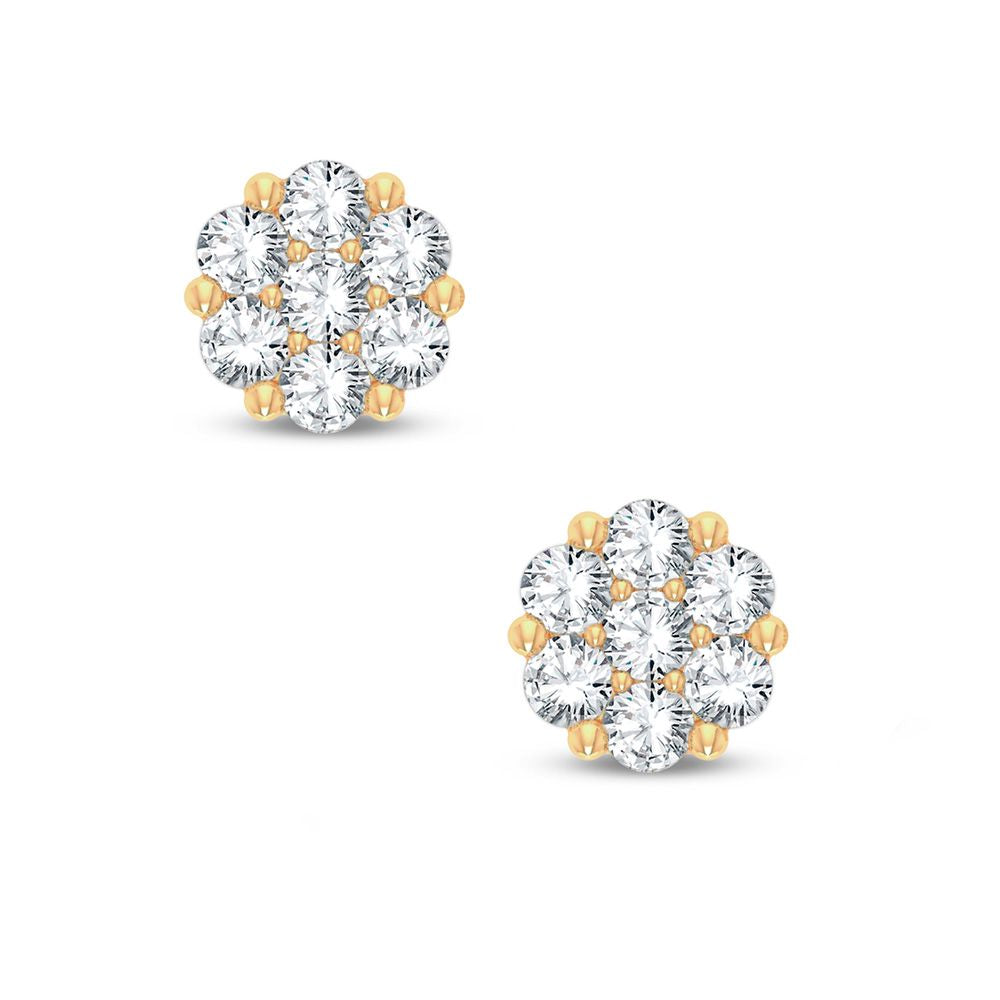 14k Yellow Gold Lab Diamond Flower Stud Earrings (0.50 CT)