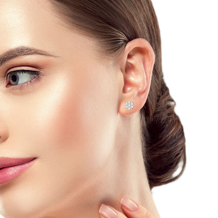 14k Yellow Gold Lab Diamond Flower Stud Earrings (0.50 CT)