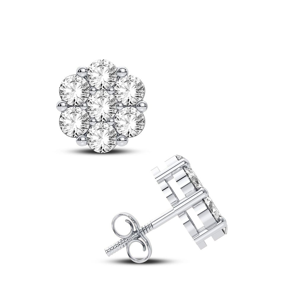 Luminous 14k White Gold Lab Diamond Flower Earrings