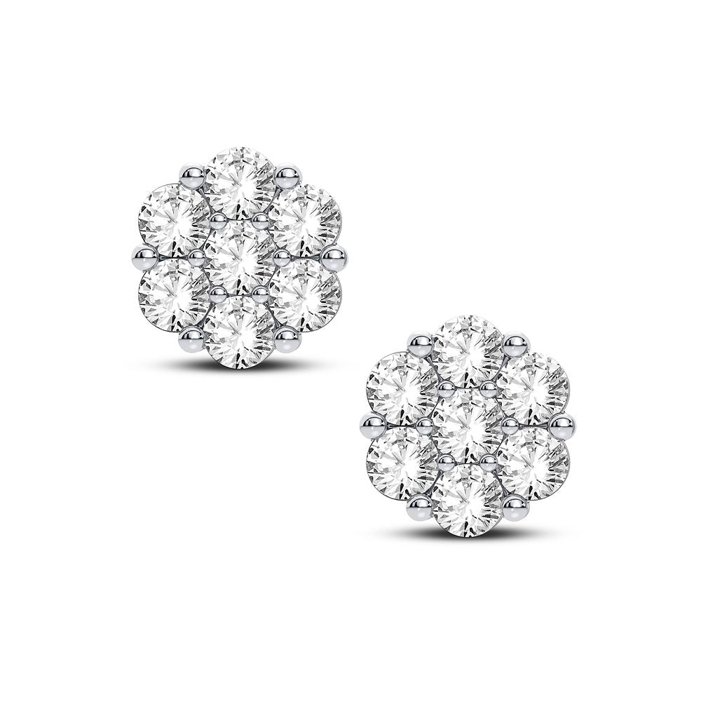Luminous 14k White Gold Lab Diamond Flower Earrings