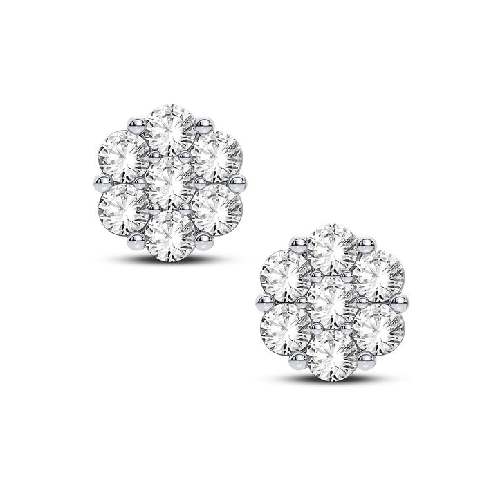 Luminous 14k White Gold Lab Diamond Flower Earrings
