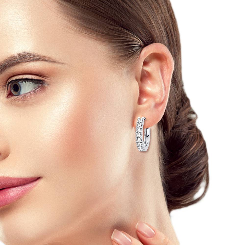 Brilliant 14k White Gold Lab Diamond Hoop Earrings - 0.50CT