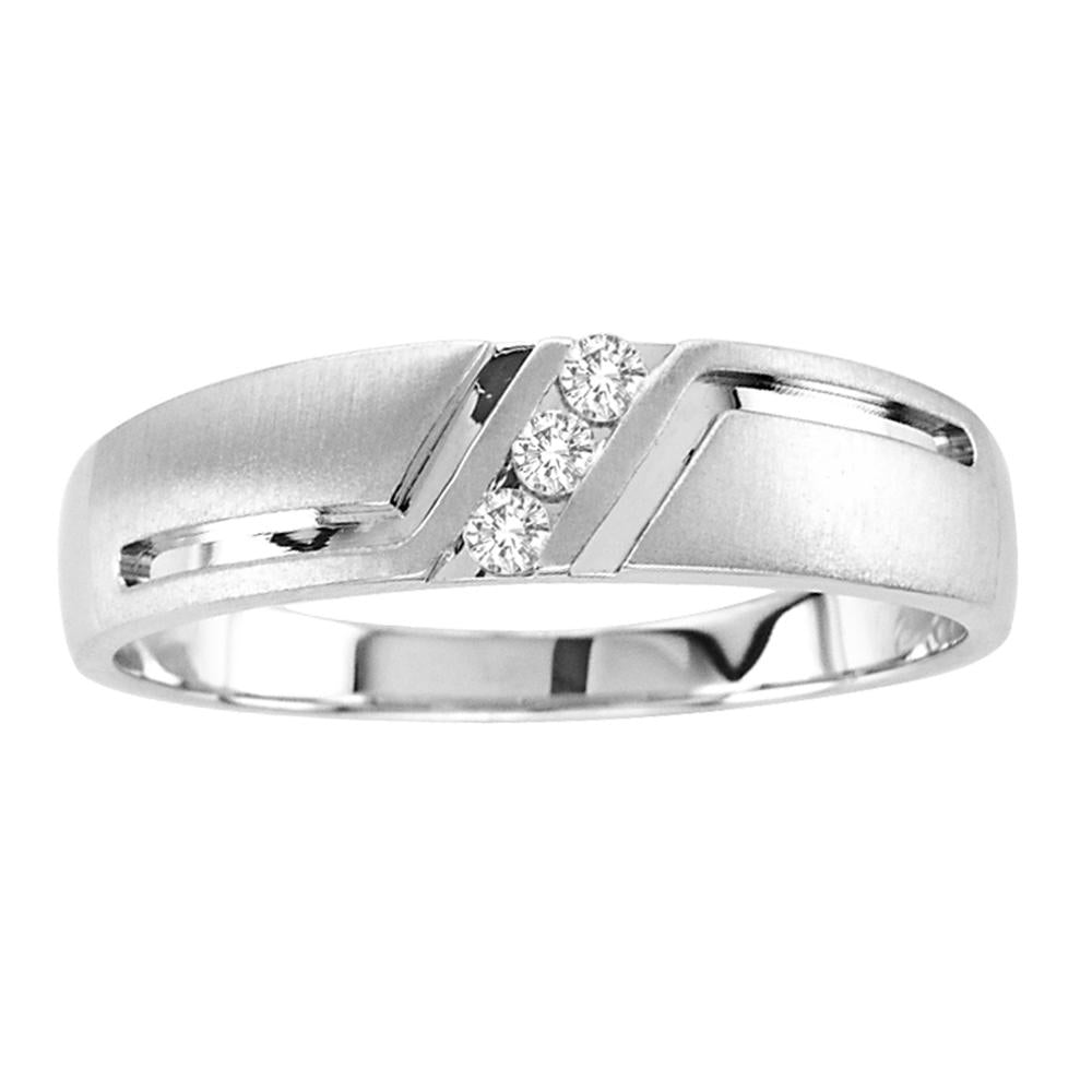 14K White Gold Lab Diamond Mens Wedding Band
