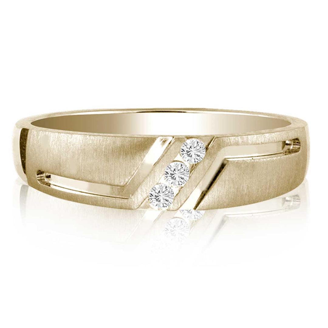 14K Yellow Gold Lab Diamond Mens Wedding Band