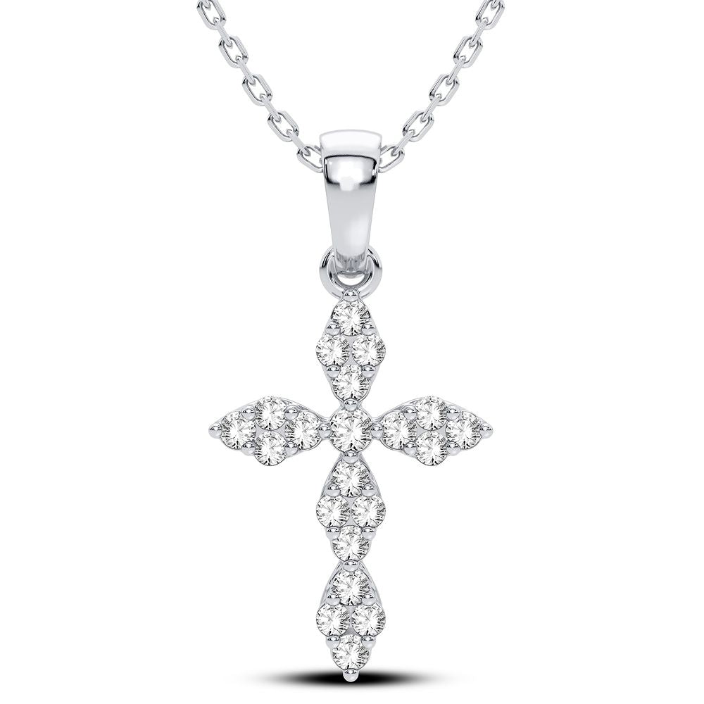 Celestial 14k White Gold Lab Diamond Religious Pendant