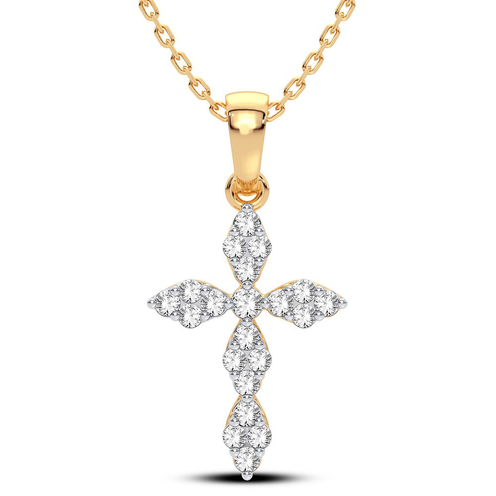14K Yellow Gold Lab Diamond Religious Pendant Charm