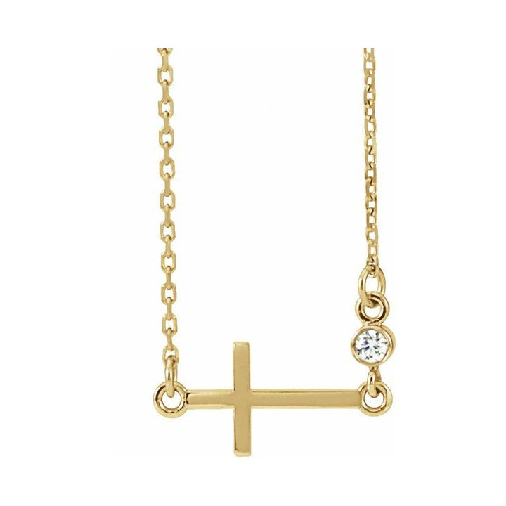 Accented Sideways Cross Necklace