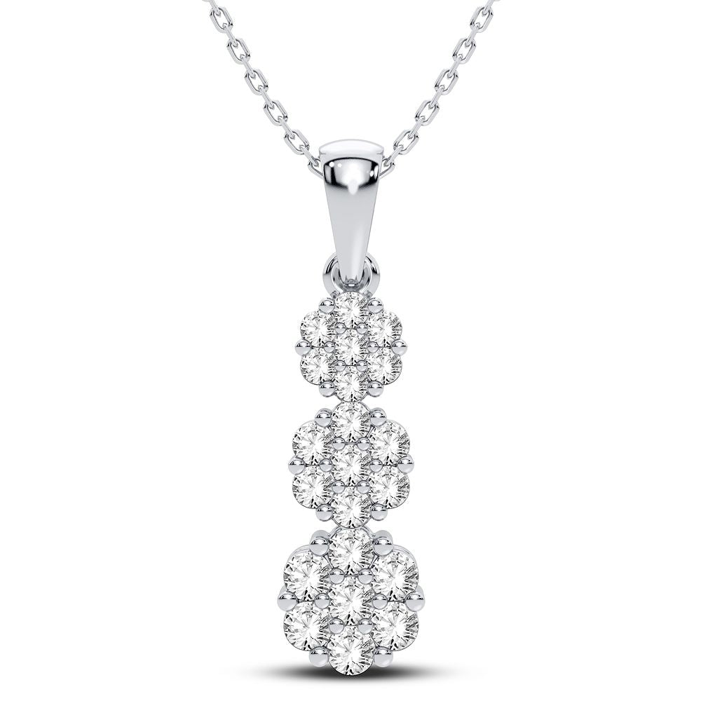 Sparkling 14k White Gold 0.75CT Lab Diamond Pendant