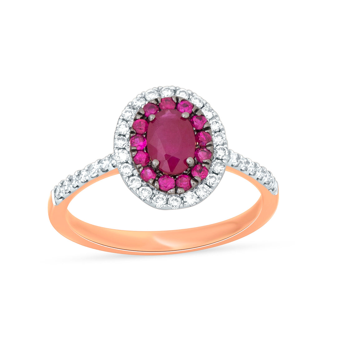 14k White Gold Lab-Grown Diamond Ruby Accent Ring