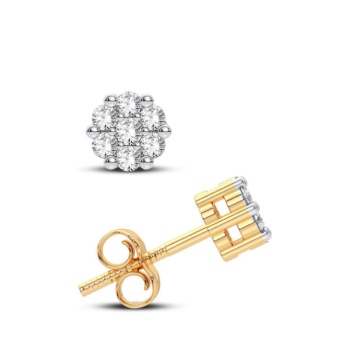 14k Yellow Gold Lab Diamond Flower Earrings for Women