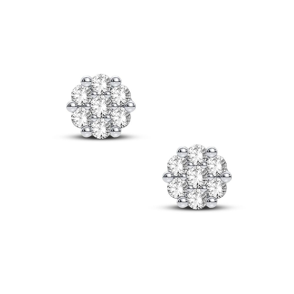 14k Yellow Gold Lab Diamond Flower Earrings for Women