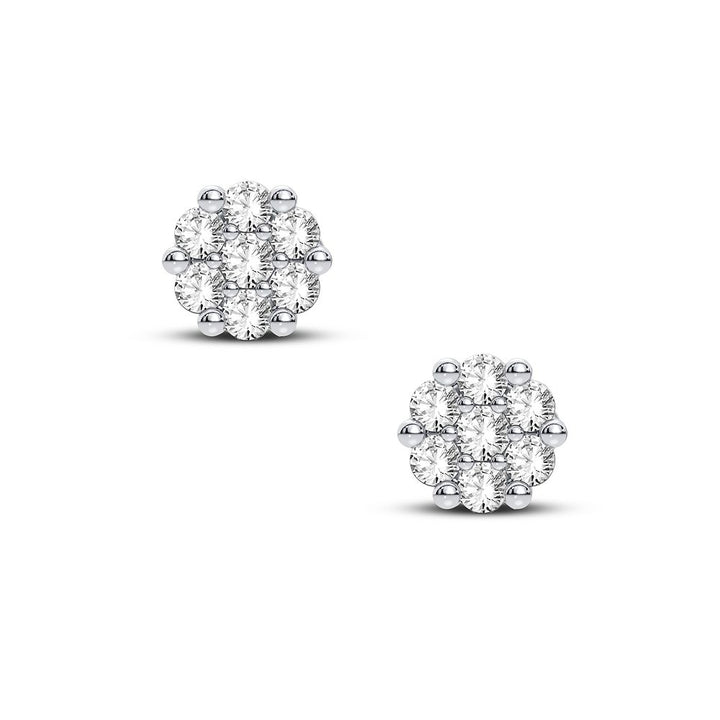 14k Yellow Gold Lab Diamond Flower Earrings for Women
