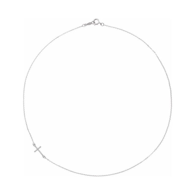 Accented Sideways Cross Necklace