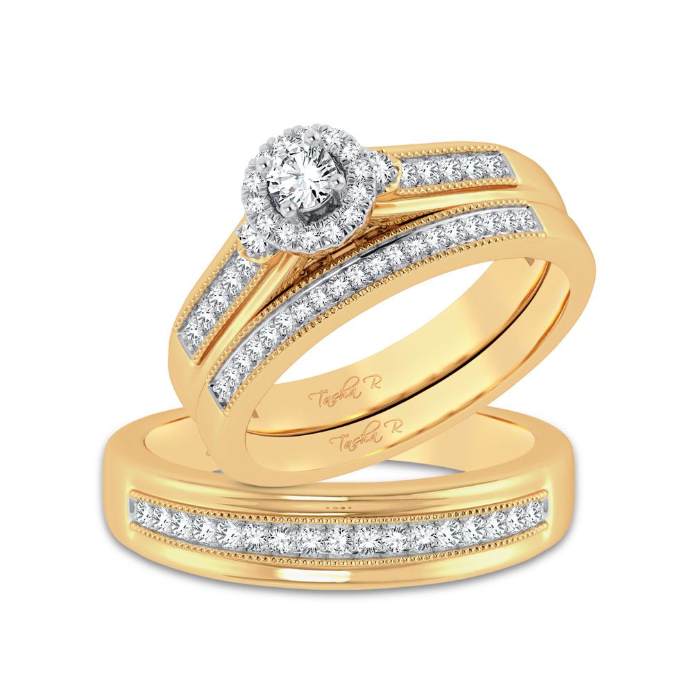 14k Yellow Gold 0.50ct Lab Diamond Womens Trio Set