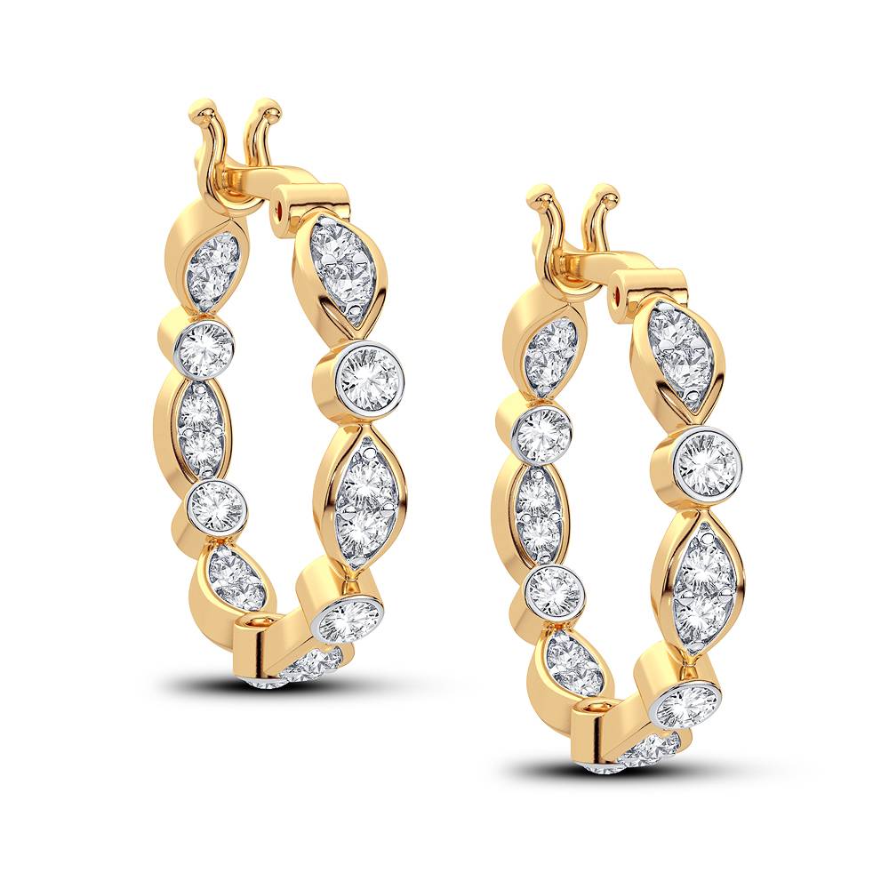 14K Yellow Gold Lab Diamond Hoop Earrings - Chic Sparkle