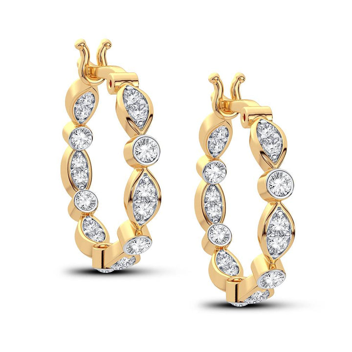 14K Yellow Gold Lab Diamond Hoop Earrings - Chic Sparkle
