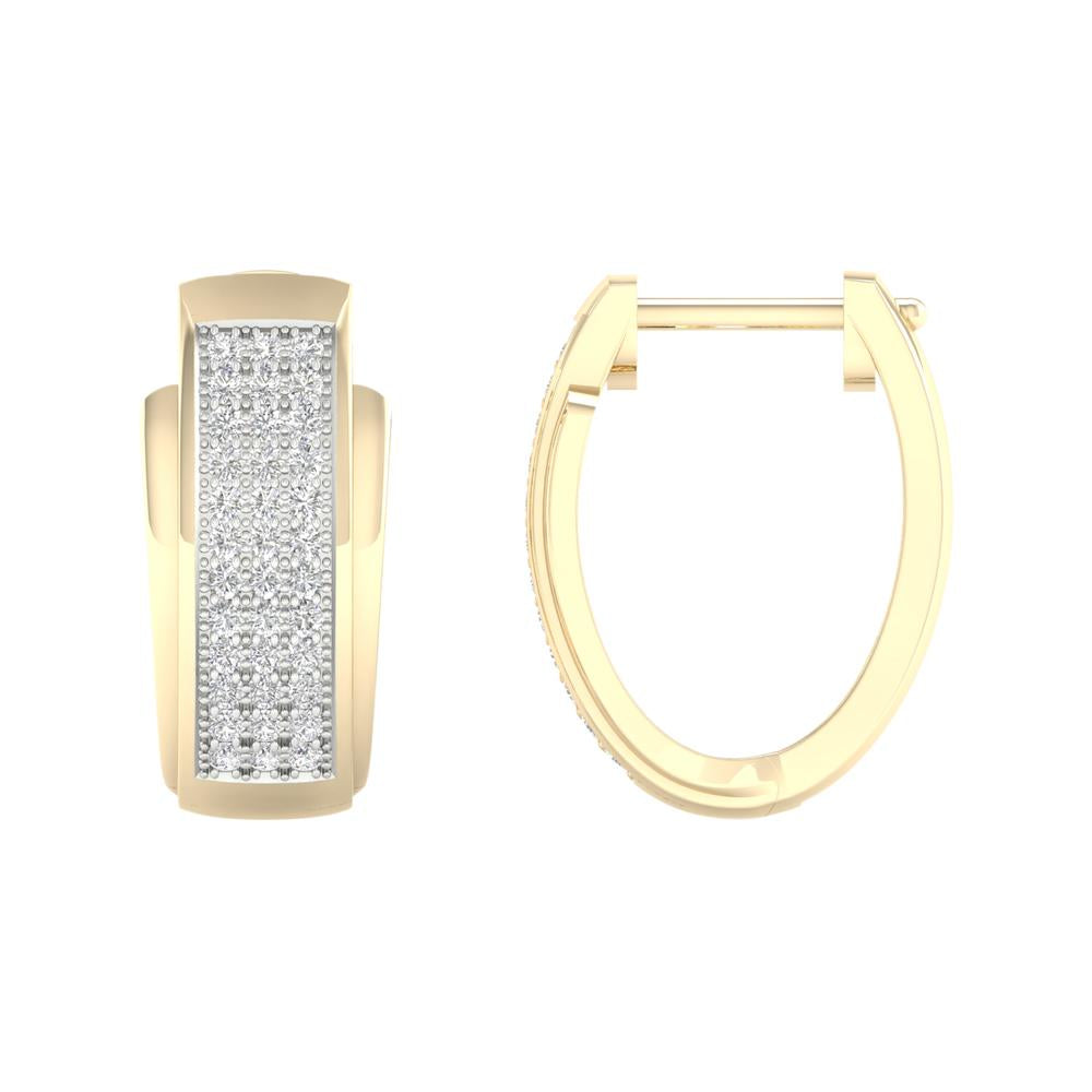 10K Yellow Gold Lab Diamond Hoop Earrings - Chic Sparkle