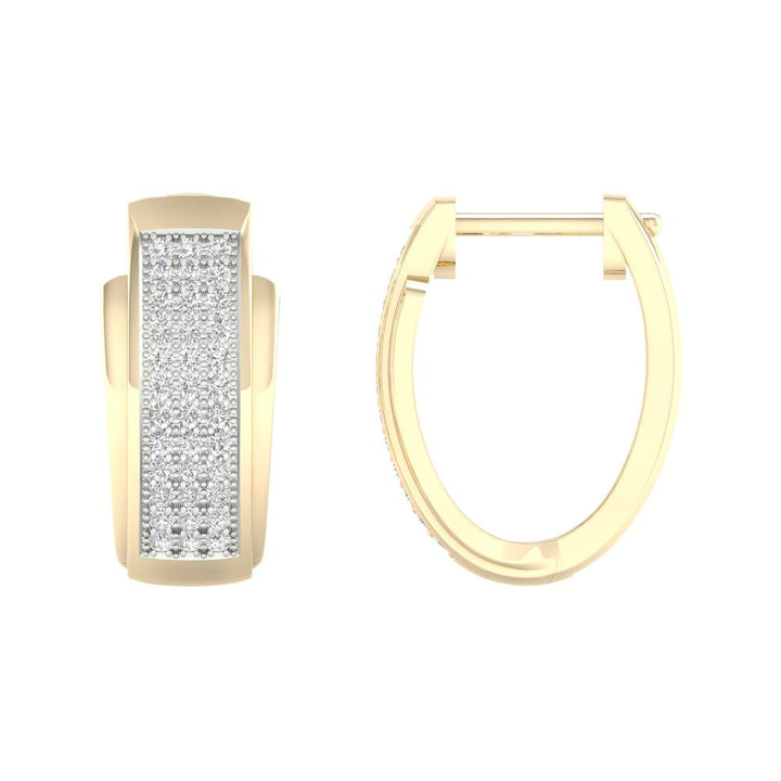 10K Yellow Gold Lab Diamond Hoop Earrings - Chic Sparkle