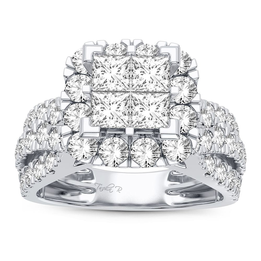 Brilliant 14k White Gold 2CT Lab Diamond Engagement Ring