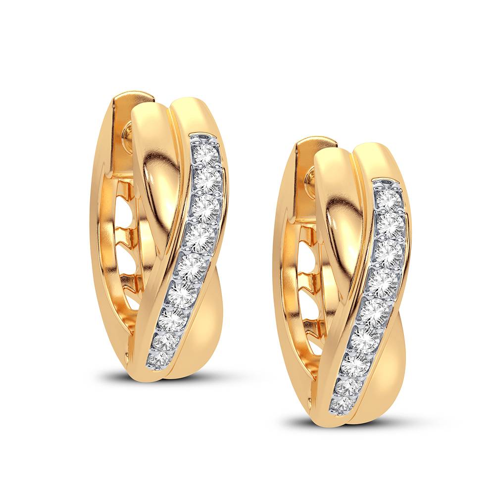 14K Yellow Gold Lab Diamond Petite Hoop Earrings