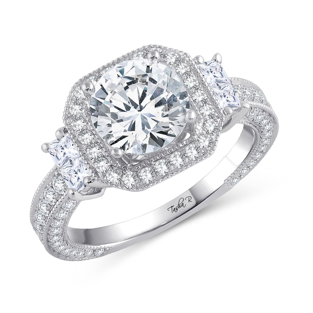 14k White Gold Lab Diamond Semi Mount Engagement Ring