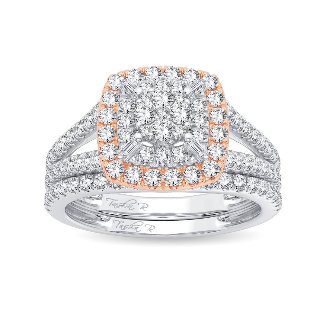Romantic 14k Rose Gold Lab Diamond Bridal Ring Set
