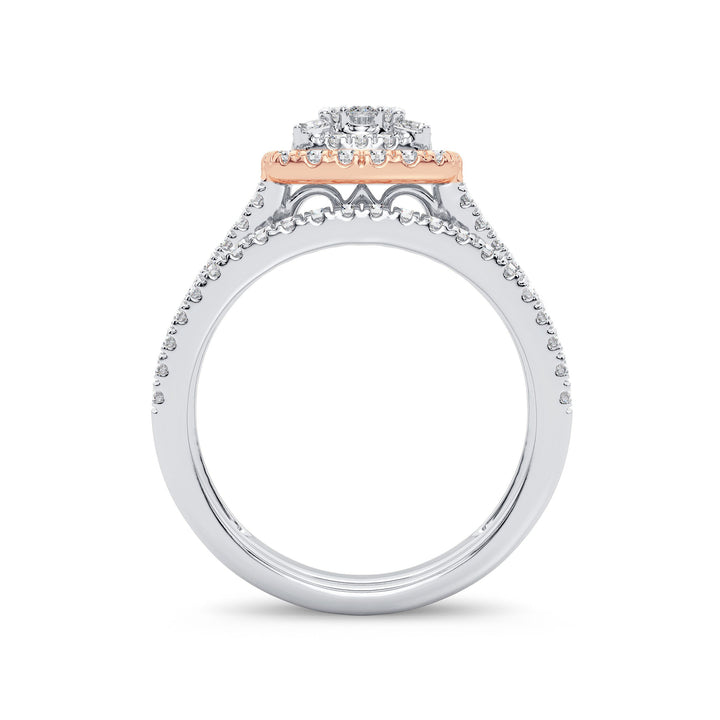Romantic 14k Rose Gold Lab Diamond Bridal Ring Set