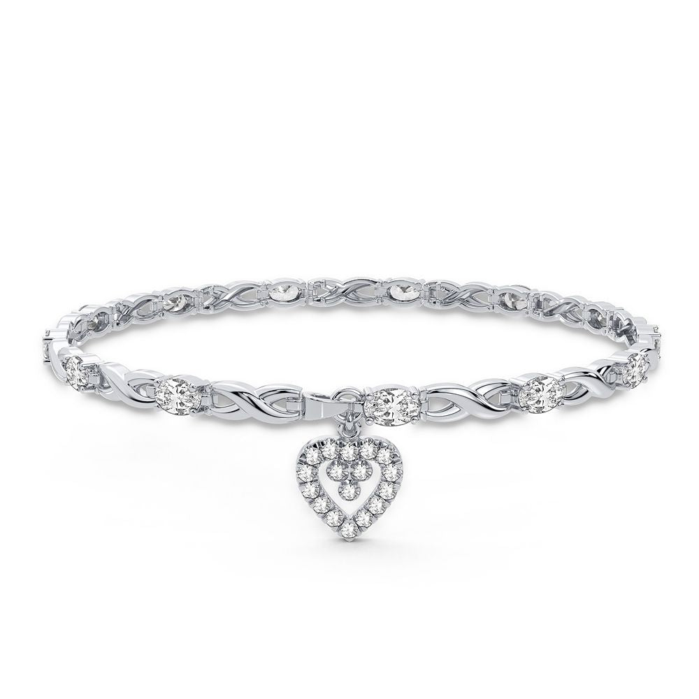 Chic 10k White Gold Lab Diamond Womens Tennis Bracelet